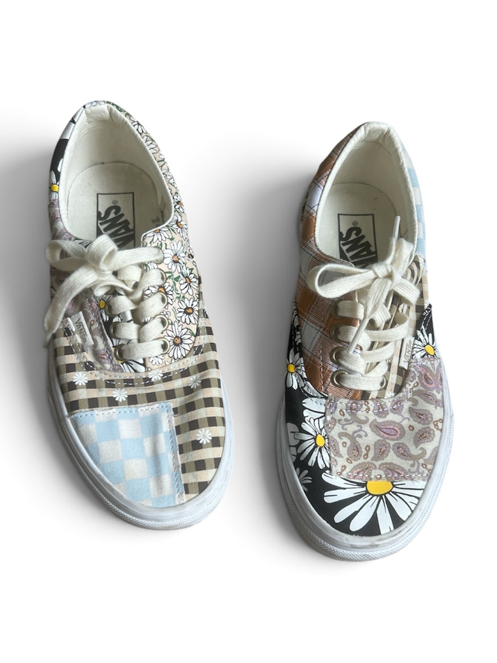 Vans Women's Patchwork Floral & Plaid Sneakers - Cream, Black, Blue, Brown